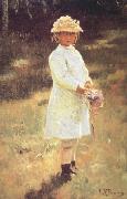 Girl with a Bouquet (Vera,the Artist's Daughter) (nn02), Ilya Repin